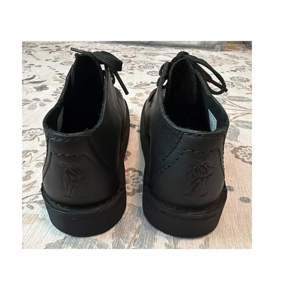 Clarks Originals Desert Trek O Youth Boots Black Leather 6 W Wide